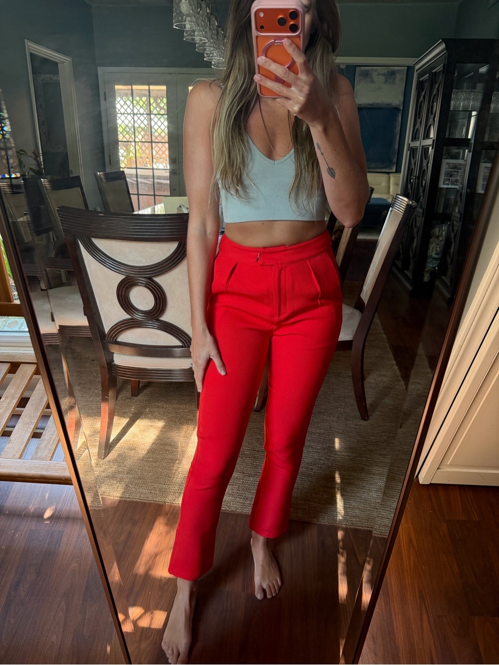 Vici Bright Red Straight Leg Crop Pants